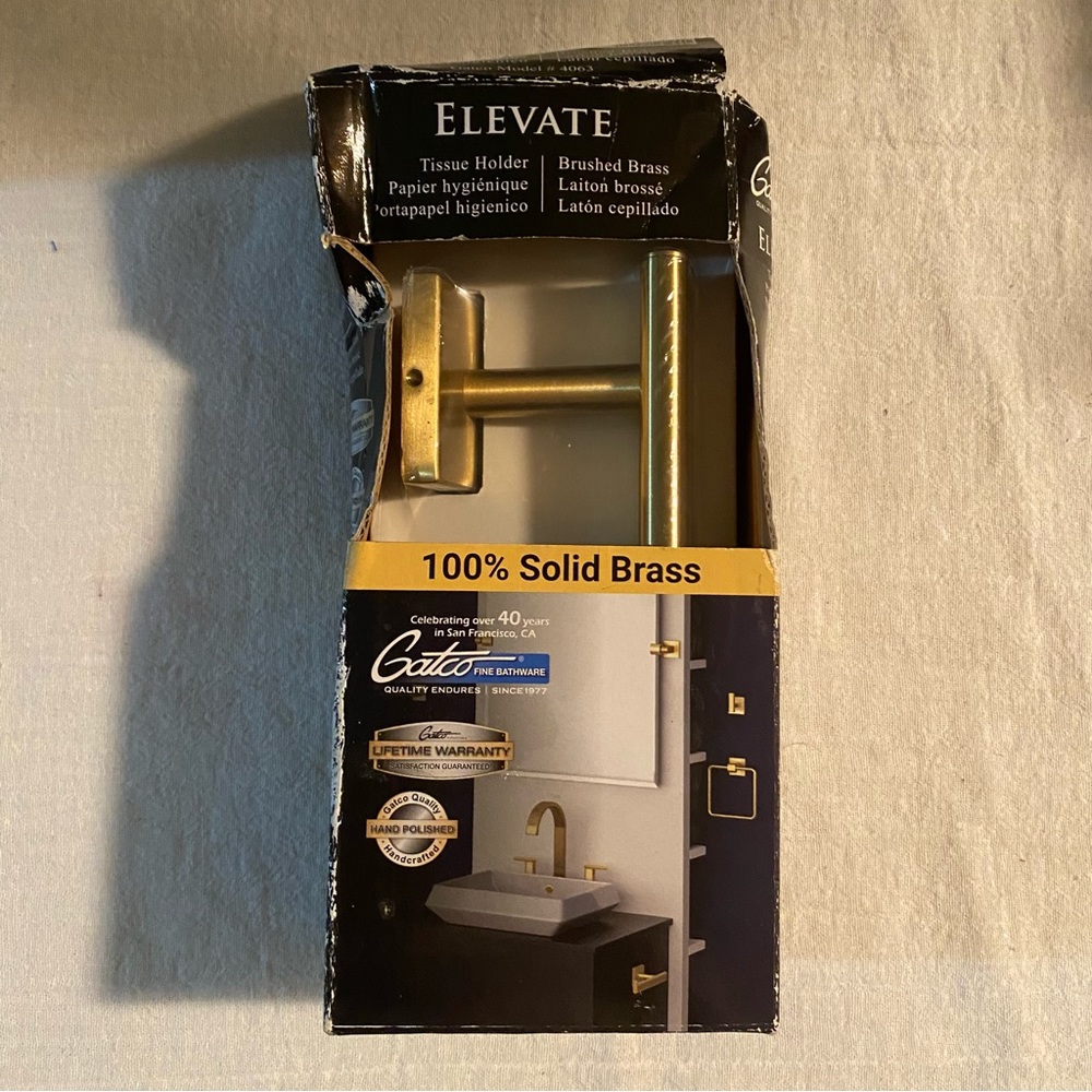 Gatco Elevate Tissue Holder Brushed Brass